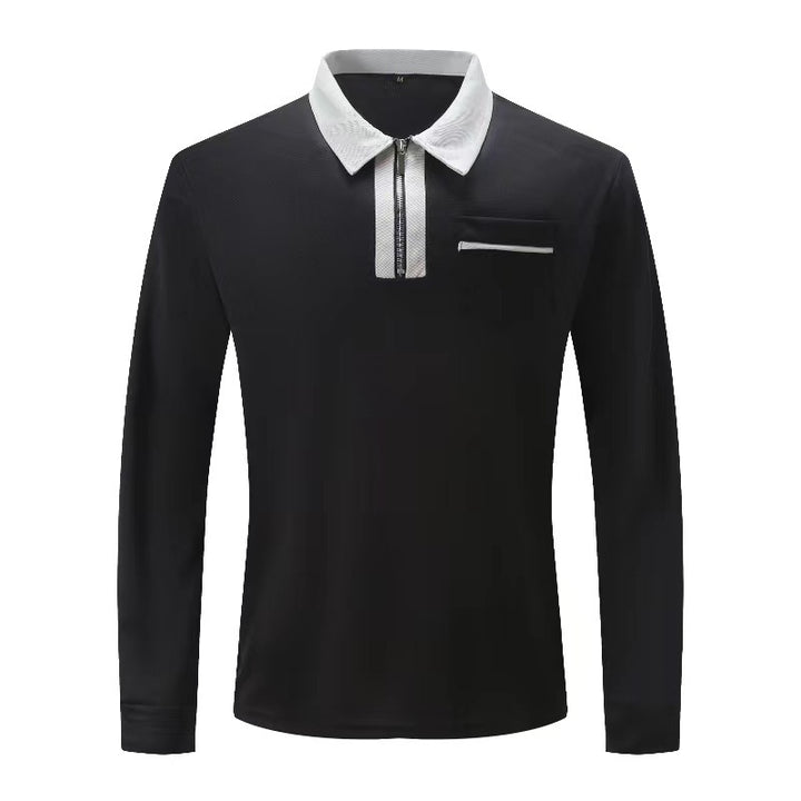 Herren nan elegantes Langarm-Poloshirt mit markantem Stehkragen Metall-Kurzreißverschluss und Brustleistentasche Echo Archiv