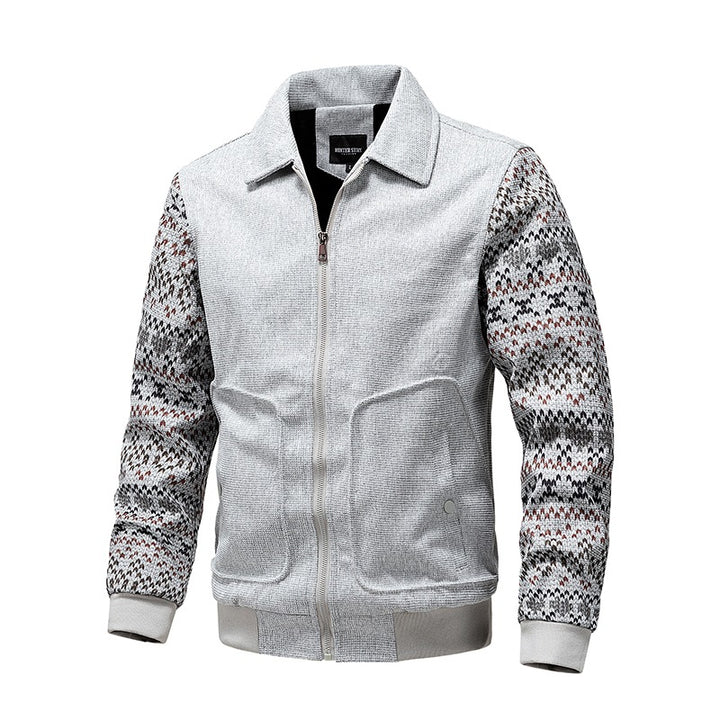 Herren Strick-Blousonjacke mit Reißverschluss, geripptem Saum & Norwegerärmeln Echoarchiv