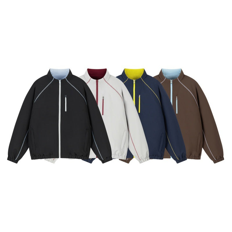 Unisex Leichte Übergangsjacke mit Raglanärmeln, durchgehendem Reißverschluss, Brusttasche und elastischem Saum Echoarchiv