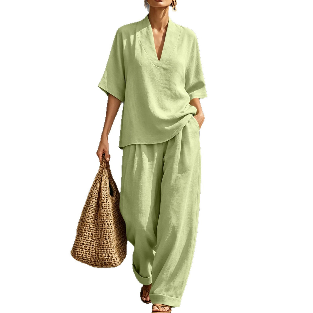 Damen Leichtes Oversize V-Ausschnitt Tunika‑Top mit Kimonoärmeln Echoarchiv