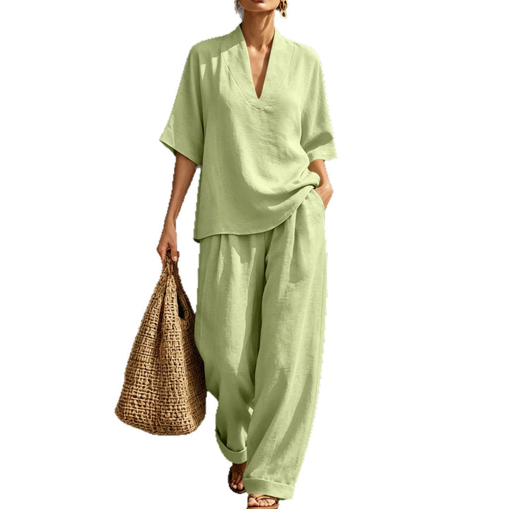 Damen Leichtes Oversize V-Ausschnitt Tunika‑Top mit Kimonoärmeln Echoarchiv