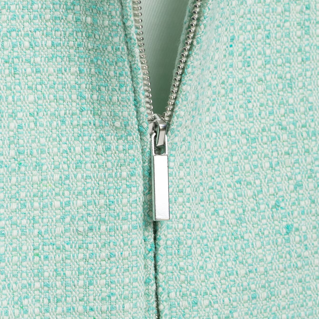 Damen Kurzjacke im Bouclé‑Mix mit verdecktem Reißverschluss und Hemdkragen Echoarchiv