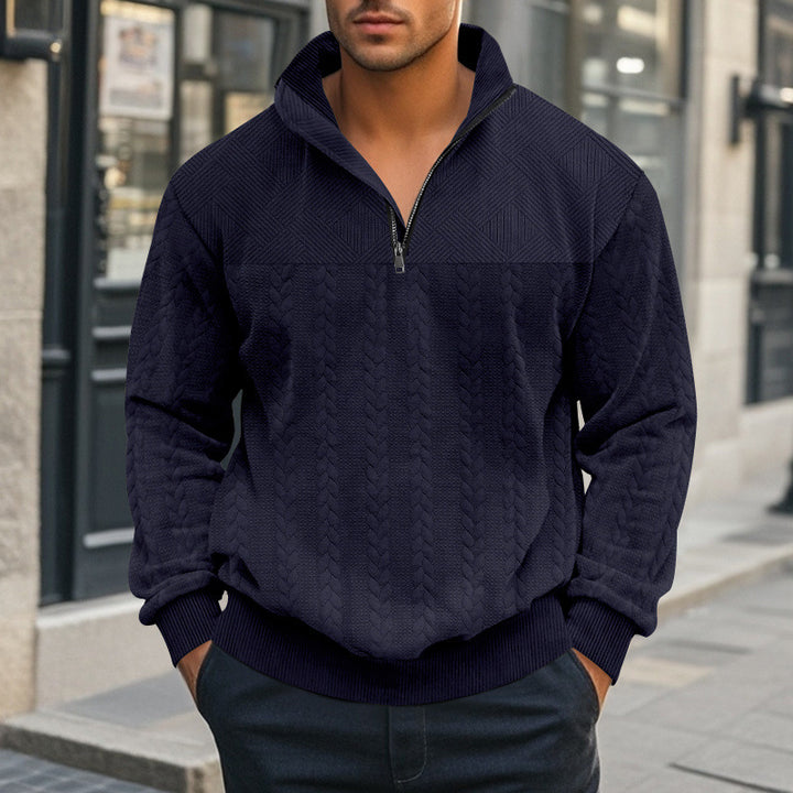 Herren Pullover mit strukturierter Optik und hohem Kragen Echoarchiv