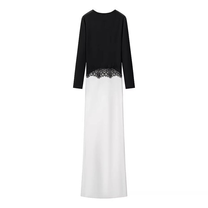Damen Maxikleid mit Spitzeneinsatz, geraffter Vorderpartie und fließender Saum Echo Archiv