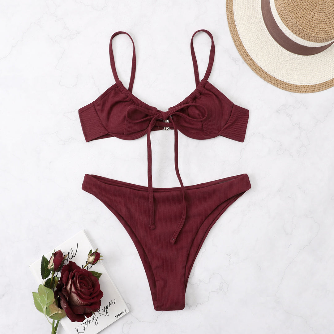 Damen Hochgeschnittener Triangel-Bikini mit dekorativem Knoten Echo Archiv