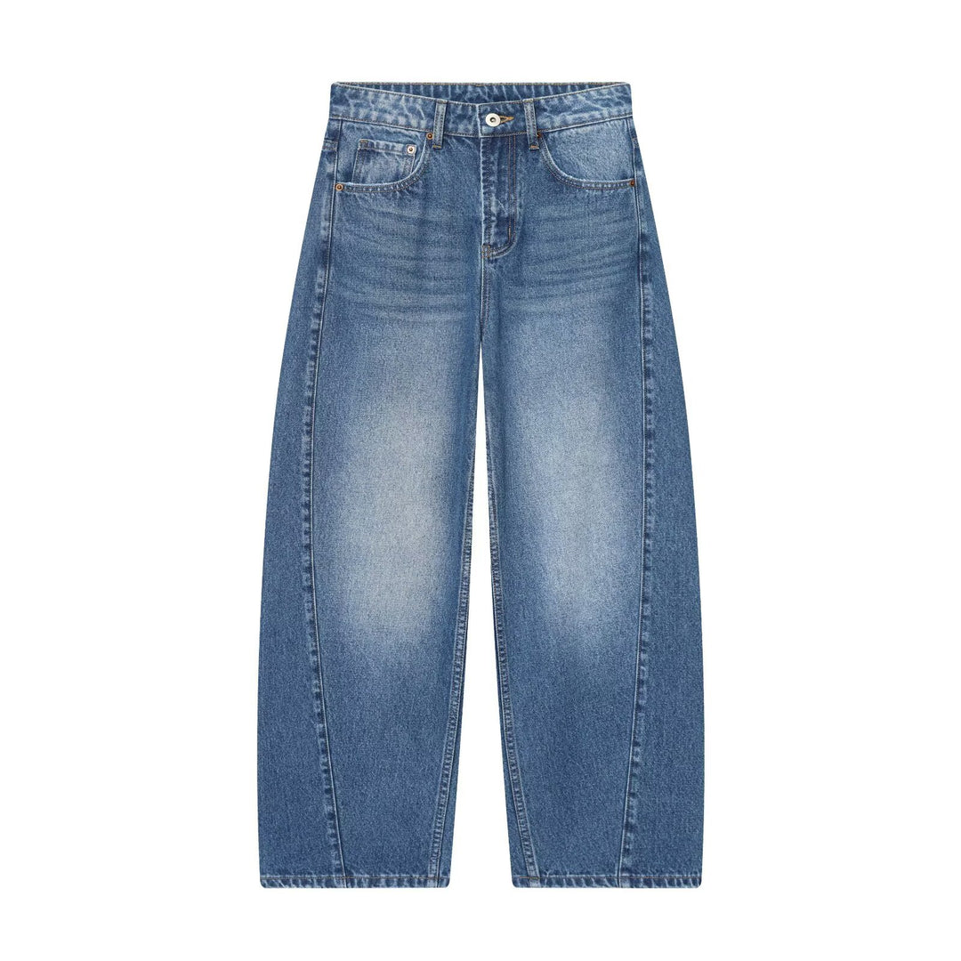 Damen Weite Cropped-Jeans mit hoher Taille und Einsatznaht Echo Archiv