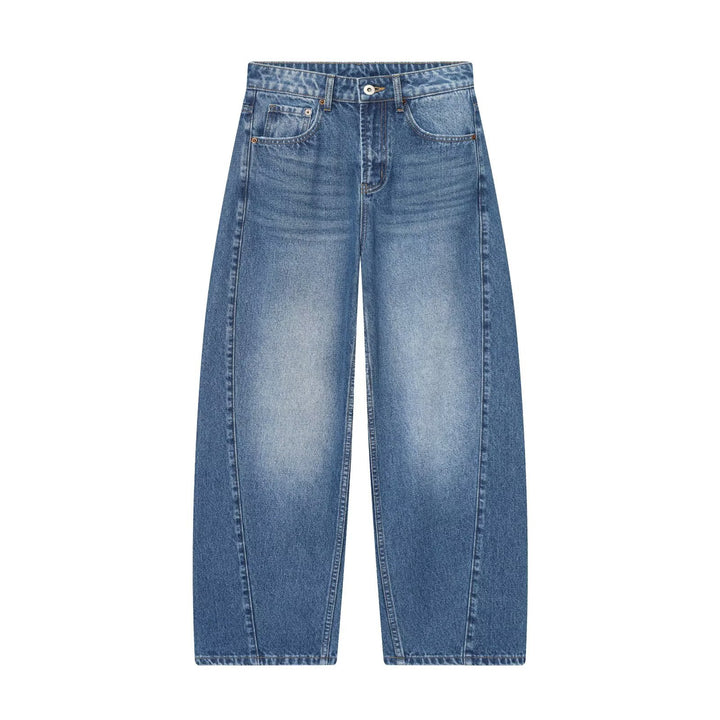 Damen Weite Cropped-Jeans mit hoher Taille und Einsatznaht Echo Archiv