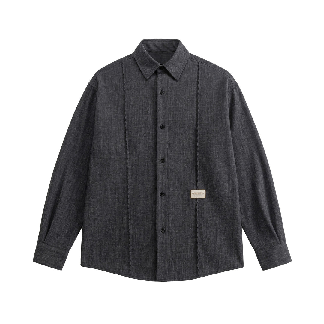 Herren Oversize-Hemdjacke aus leichter Denim-Optik mit sichtbaren Ziernähten Echoarchiv
