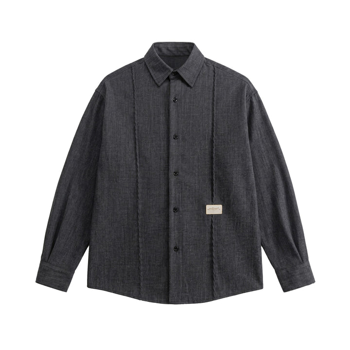 Herren Oversize-Hemdjacke aus leichter Denim-Optik mit sichtbaren Ziernähten Echoarchiv