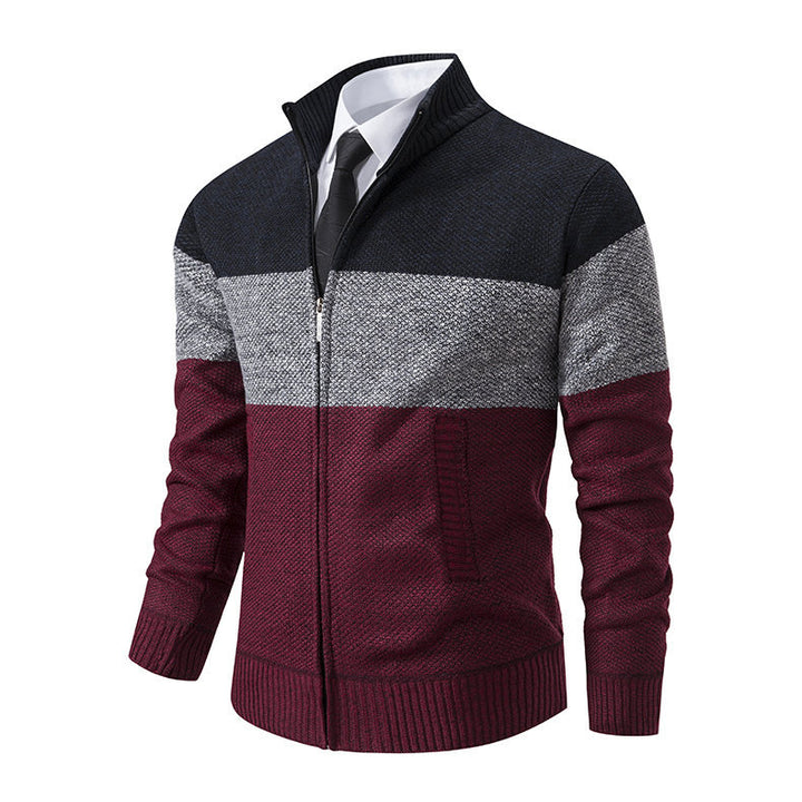Herren modische Strickjacke mit Stehkragen und modernem Zip Echoarchiv