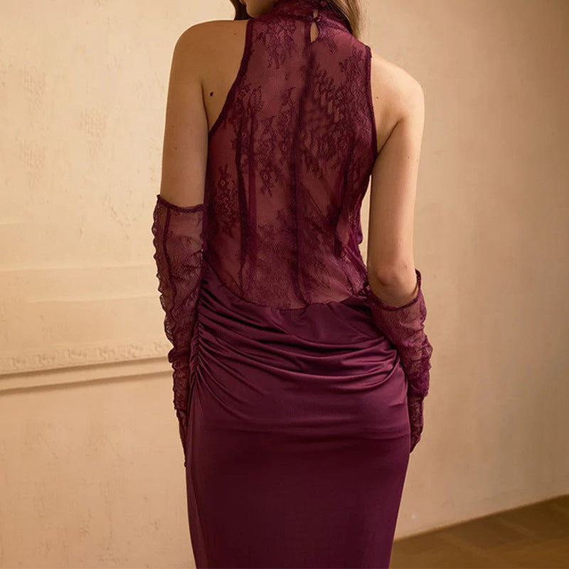 Damen elegantes Abendkleid mit Spitzenakzenten Echo Archiv