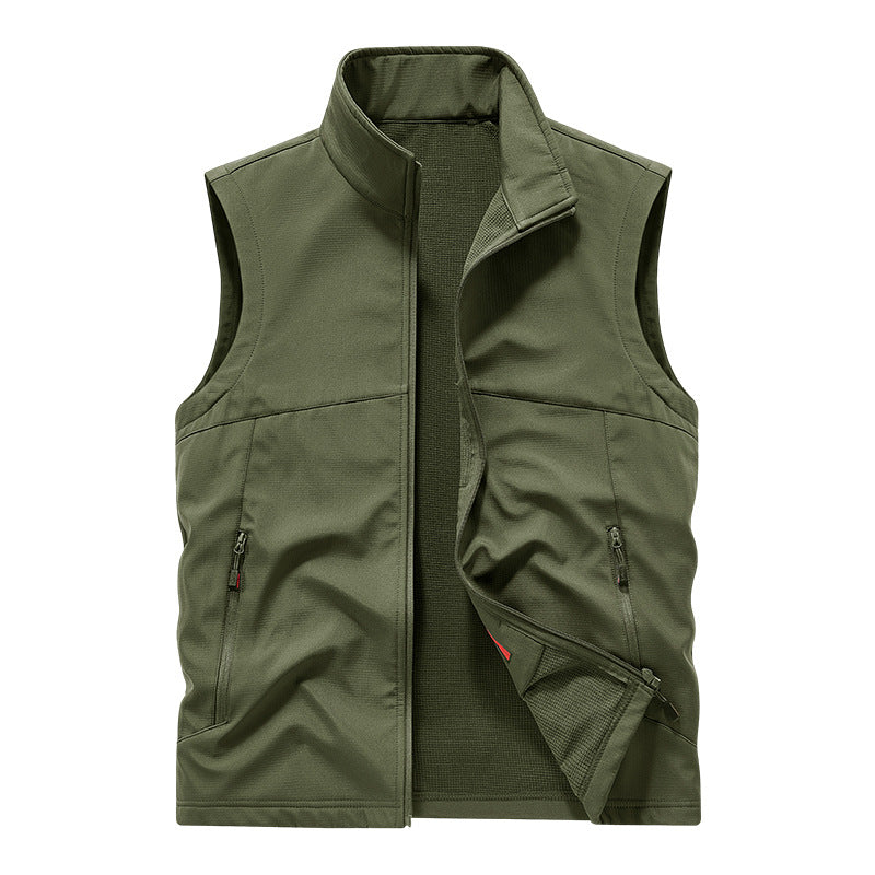 Herren atmungsaktives Softshell-Outdoorsanweste mit hochschließendem Stehkragen und fleecegefüttertem Innenraum – Marzano