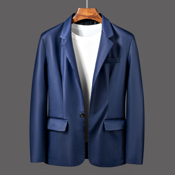 Herren Einreihiger Blazer aus Lederimitat mit Notch-Revers und Pattentaschen Echo Archiv
