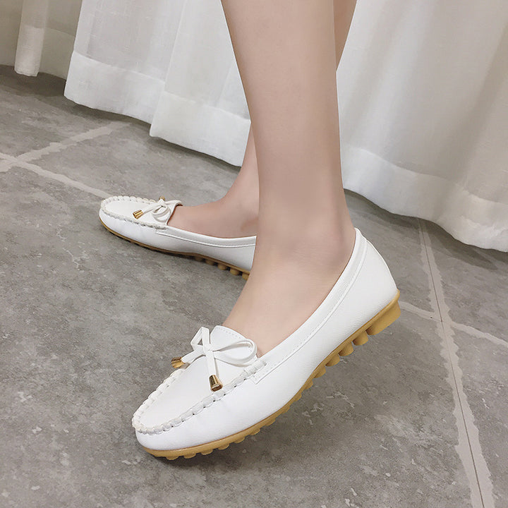 Damen Lederoptik Mokassin-Slipper mit Dekorschleife und profiliertem Gummisohlen-Design – Lioré