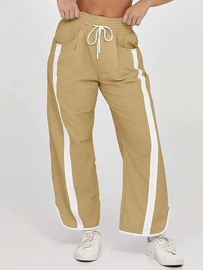 Damen relaxte Trackpants mit seitlichem Kontraststreifen, elastischem Smokbund und Eingrifftaschen – Avélisse
