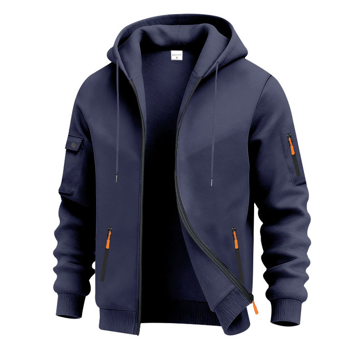 Herren nan technische Zip-Hoodiejacke mit wasserabweisenden Reißverschlusstaschen, Kapuze und verstärkten Ärmelpaspeln Echo Archiv