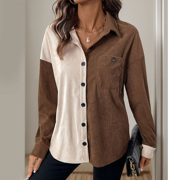 Damen Modische Kordjacke mit Kontrastdetails Echo Archiv