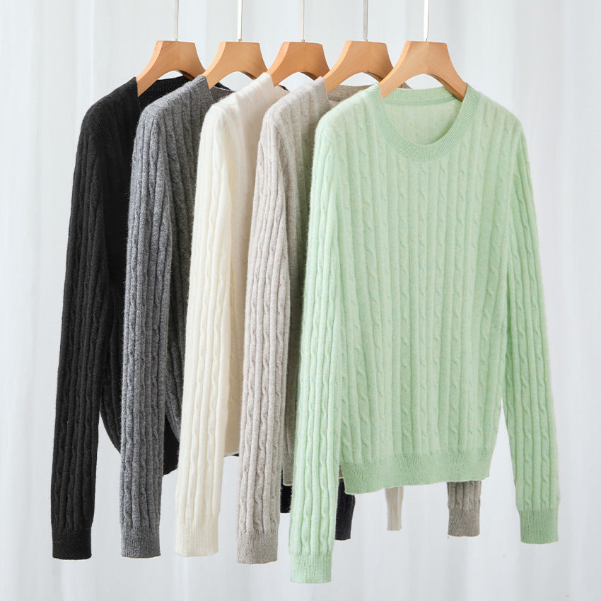 Damen Kuscheliger Zopfstrick-Pullover aus Feinstrick mit Rundhalsausschnitt Echoarchiv
