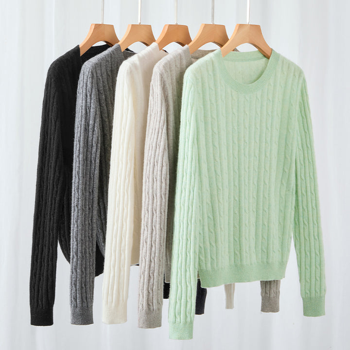 Damen Kuscheliger Zopfstrick-Pullover aus Feinstrick mit Rundhalsausschnitt Echoarchiv
