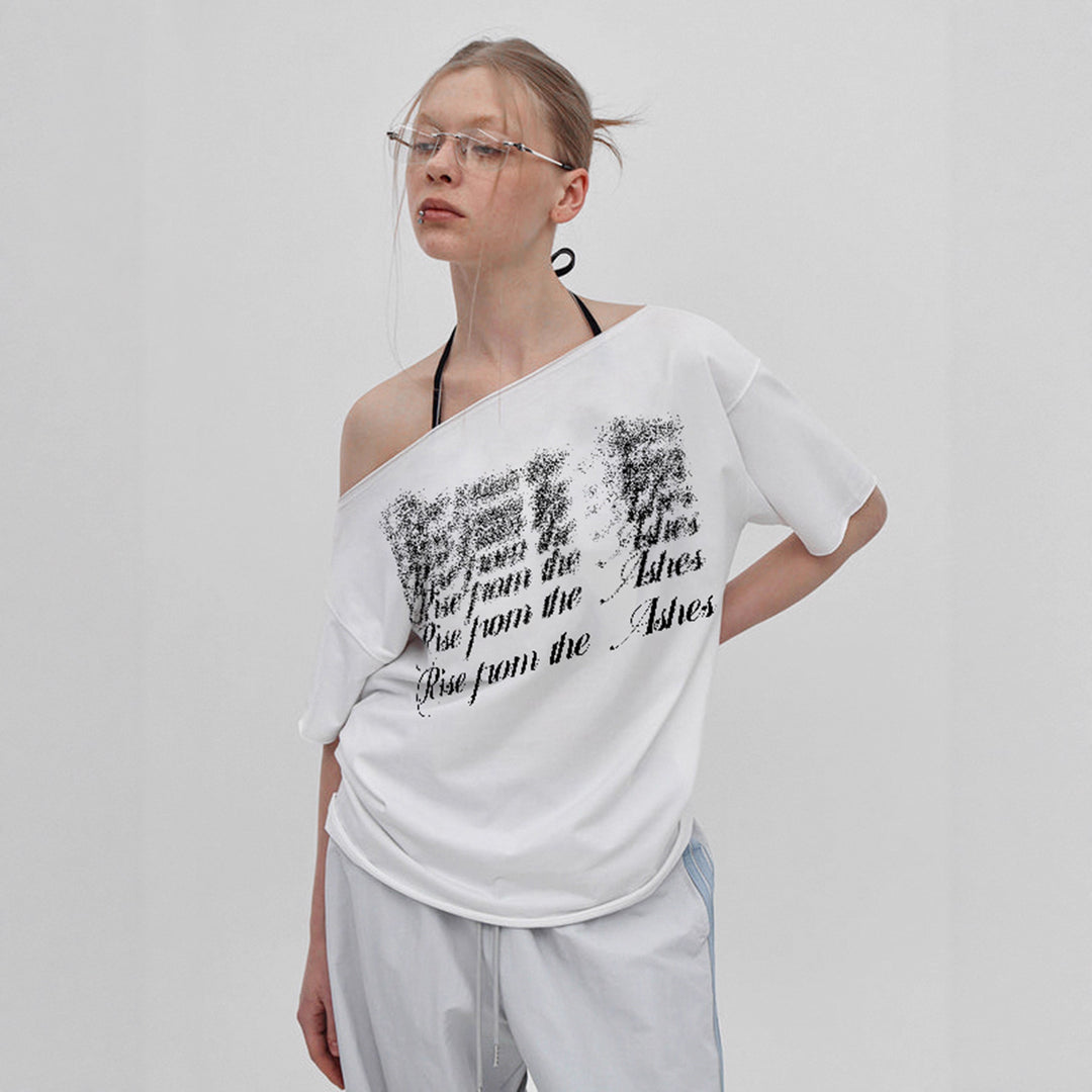 Damen Oversized T-Shirt mit Kristallverzierung und V-Ausschnitt Echo Archiv