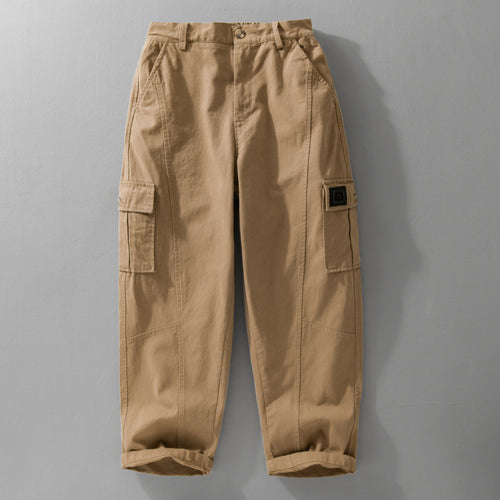 Herren Utility-Cargo-Hose aus Baumwoll-Twill mit aufgesetzten Beintaschen und relaxed Tapered Fit Echoarchiv