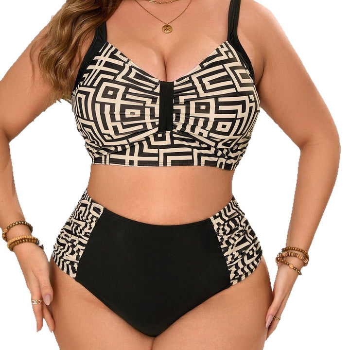 Damen hoch tailliertes Bikini-Set mit geometrischem Design Echo Archiv