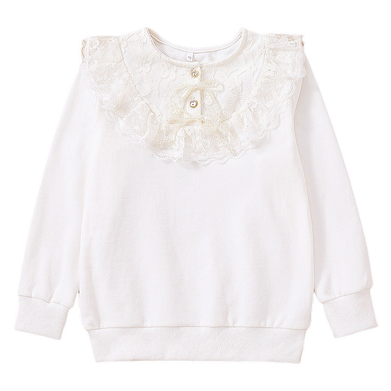 Mädchen Sweatshirt mit romantischem Spitzenkragen Echo Archiv