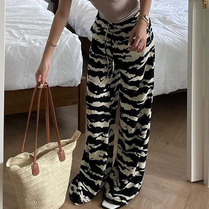 Damen nan weite Plissee-Hose mit Zebra-Muster, elastischem Tunnelzug und fließendem Jersey-Feeling Echo Archiv