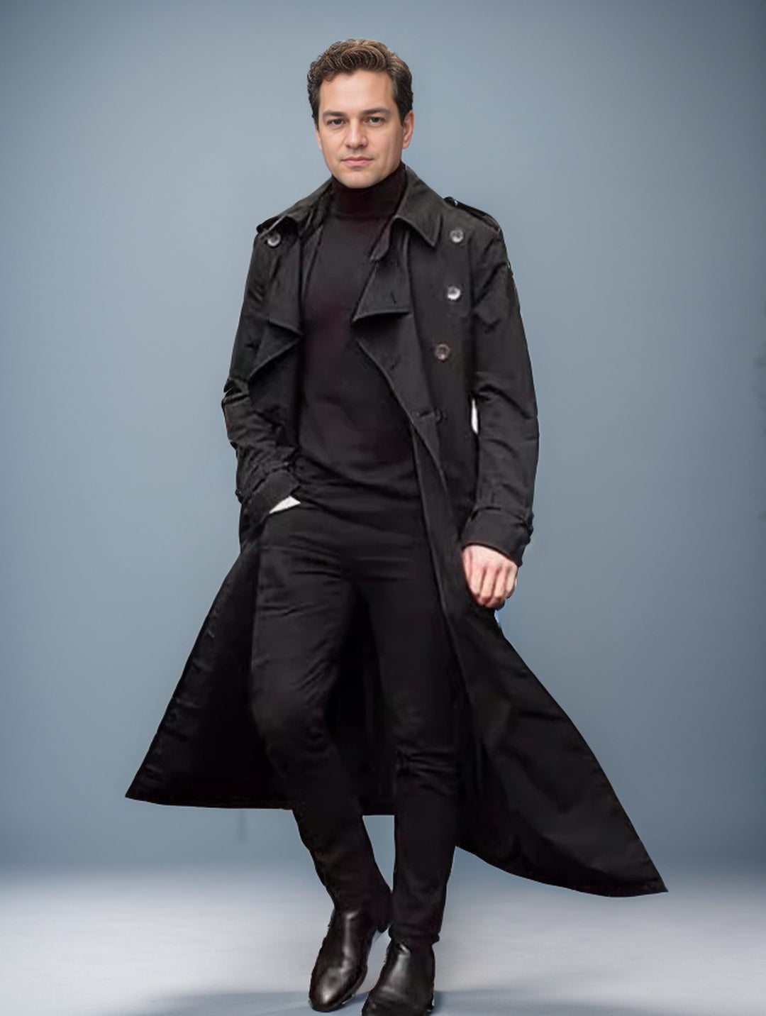 Herren Eleganter, langer Trenchcoat Echoarchiv