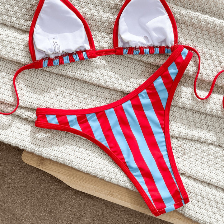 Damen Triangel-Bikini mit modischem Streifenmuster Echo Archiv