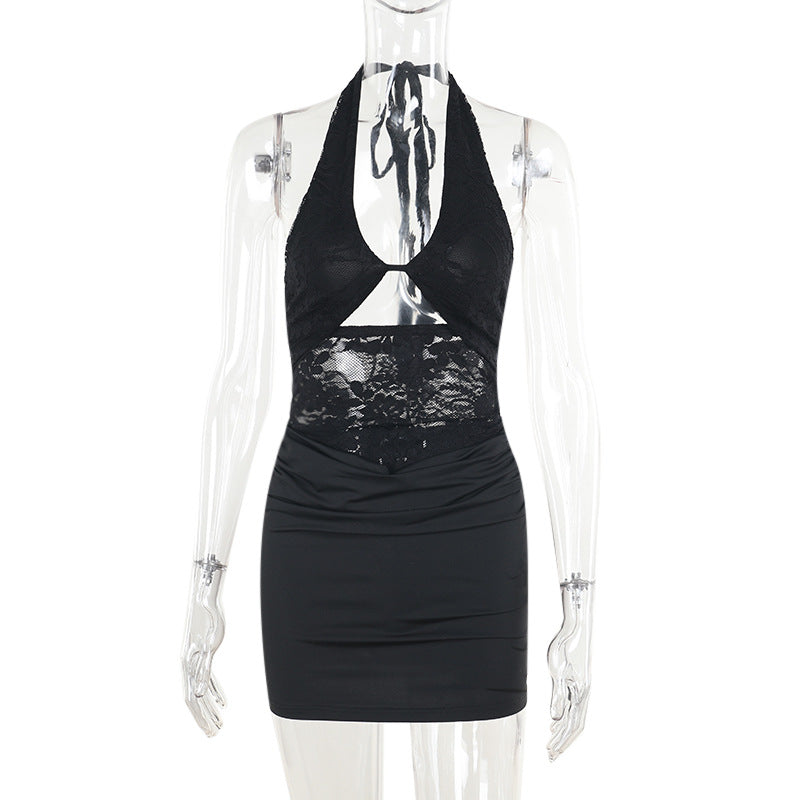 Damen sexy Minikleid mit detailreichem Spitzeinsatz und figurbetonter Silhouette Echo Archiv