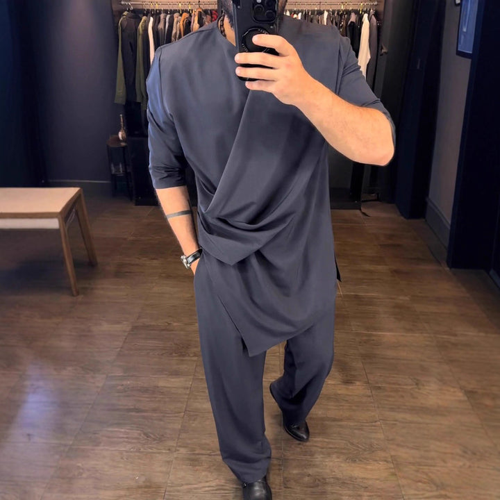 Herren stylische Wickelbluse mit Drapierungsdetails Echoarchiv