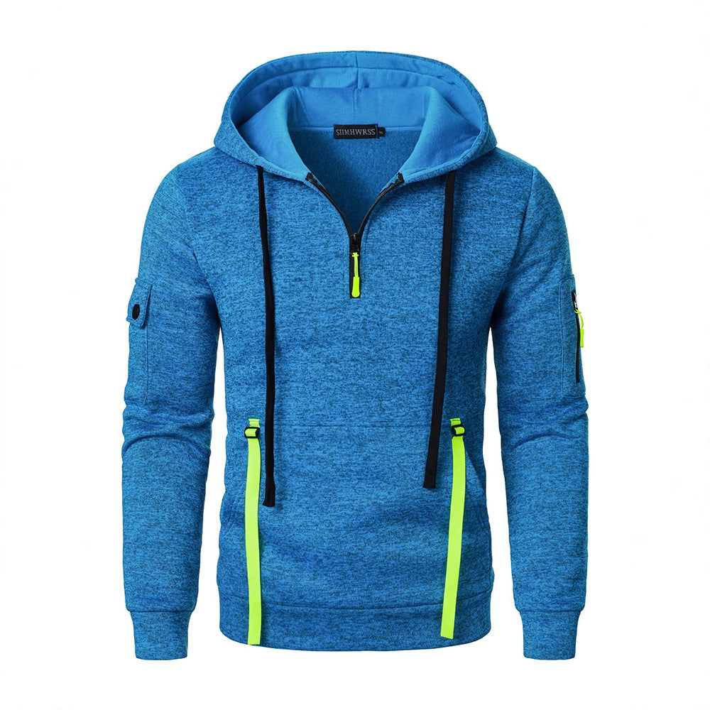 Herren sportlicher Hoodie mit atmungsaktiven Einsätzen und praktischen Reißverschlusstaschen Echoarchiv