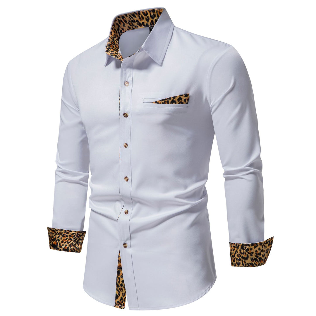 Herren elegantes Langarmhemd mit Leopardenmuster Echoarchiv