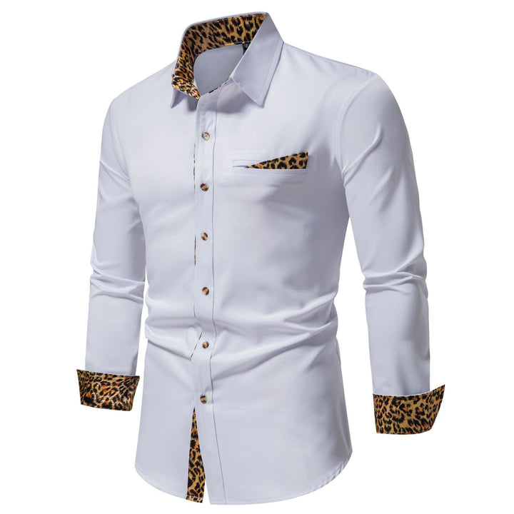Herren elegantes Langarmhemd mit Leopardenmuster Echoarchiv