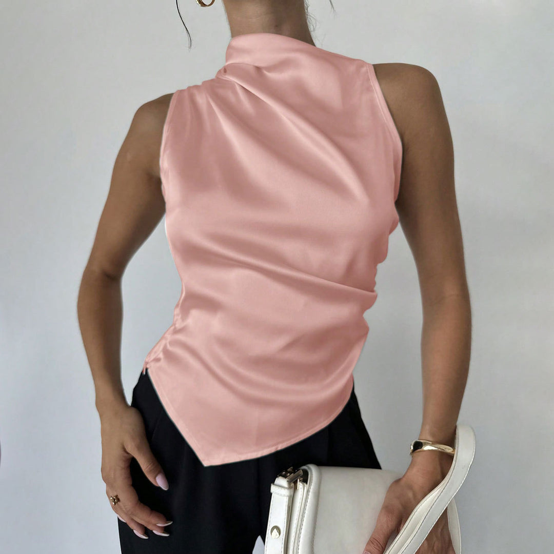 Damen elegantes, tailliertes Satinoberteil mit asymmetrischem Saum Echo Archiv