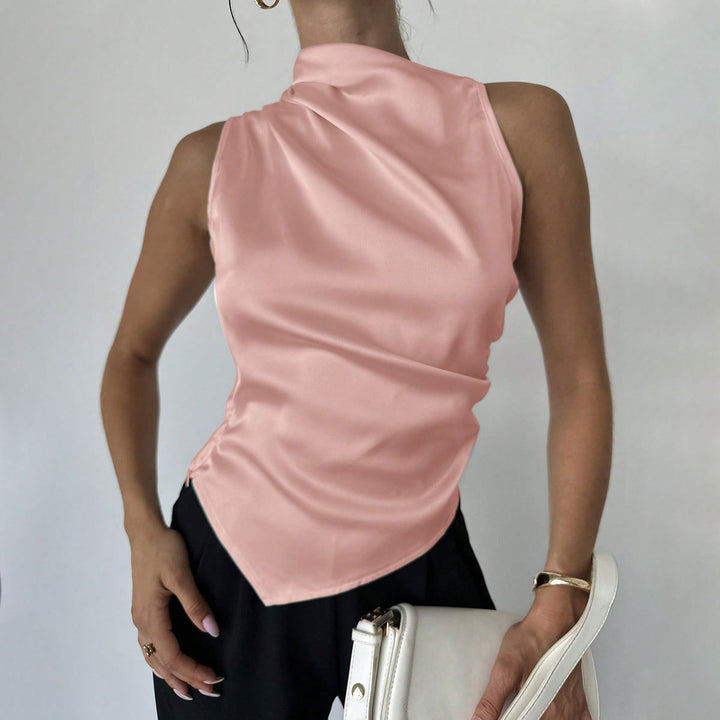 Damen elegantes, tailliertes Satinoberteil mit asymmetrischem Saum Echo Archiv