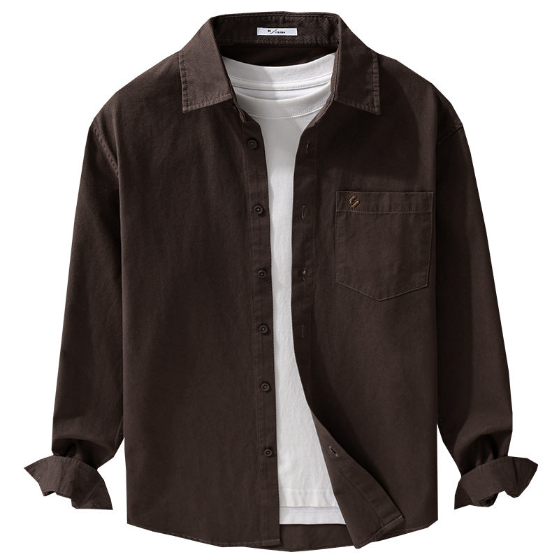 Herren Hemdjacke-Overshirt aus softem Baumwoll-Twill im Layering-Look mit aufgesetzter Brusttasche Echoarchiv