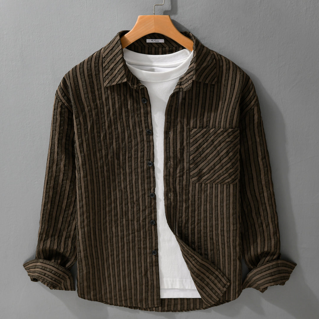 Herren Strukturierter Cord-Overshirt im Relaxed-Fit mit aufgesetzter Brusttasche Echoarchiv