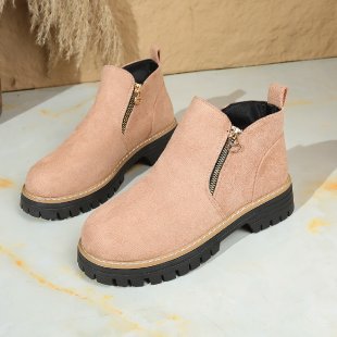 Damen nan Wildlederoptik-Ankleboots mit seitlichem Reißverschluss, Pull-Tab und profilierter Traktorsohle Echo Archiv