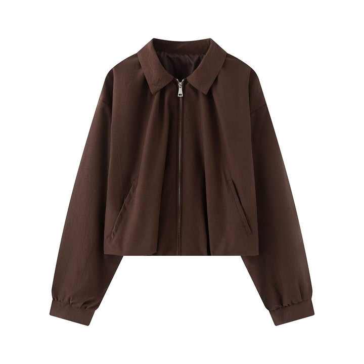 Damen Kurzjacke im Cropped-Bomberstil mit Kentkragen, Softshell-Optik und elastischen Bündchen Echo Archiv