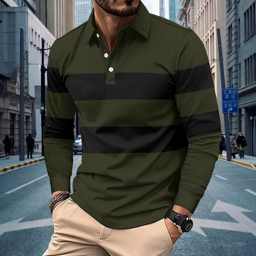 Herren Langarm Poloshirt mit modischen Streifen Echoarchiv