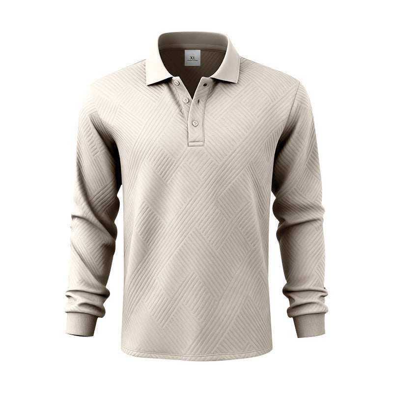 Herren nan langärmeliges Poloshirt aus strukturiertem Jacquardstrick Echo Archiv