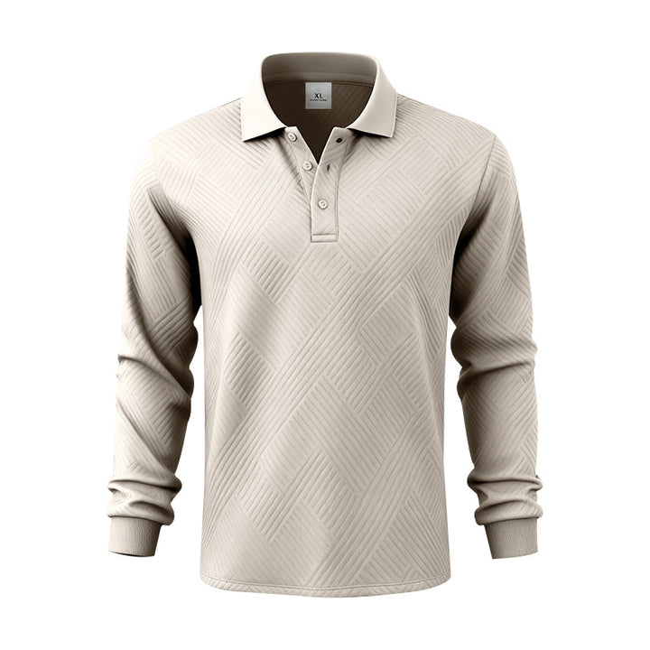 Herren nan langärmeliges Poloshirt aus strukturiertem Jacquardstrick Echo Archiv