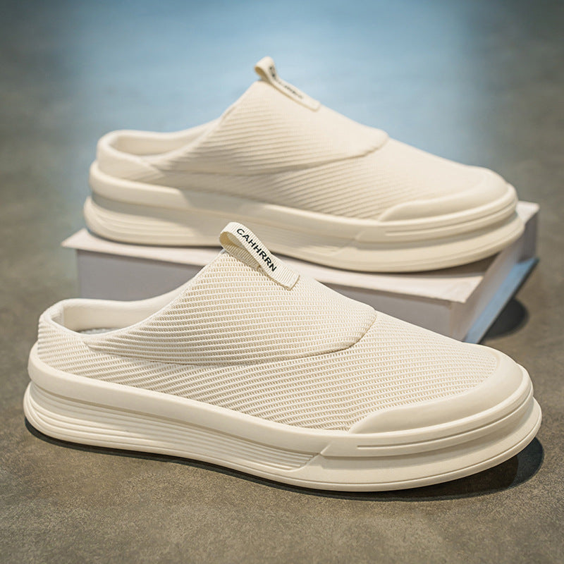 Herren Backless Slip‑On Sneaker mit atmungsaktivem Strickoberteil und dicker EVA‑Plateausohle Echoarchiv