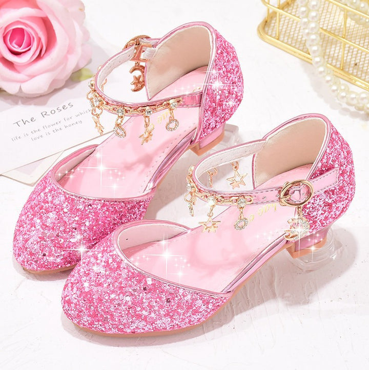 Mädchen Glitzernde Ballerina-Sandalen mit hohen Absatz und Anhänger Echo Archiv