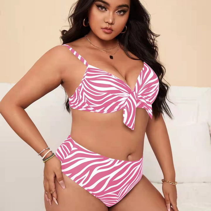 Damen Bikini-Set mit modischem Zebra-Muster und verstellbarem Knoten Echo Archiv