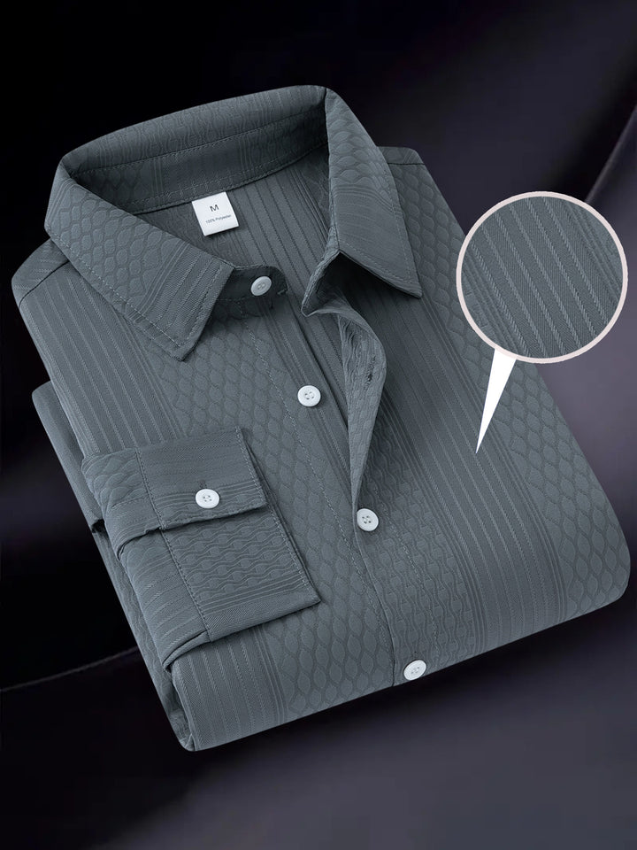 Herren modernes Langarmhemd mit strukturiertem Design Echoarchiv
