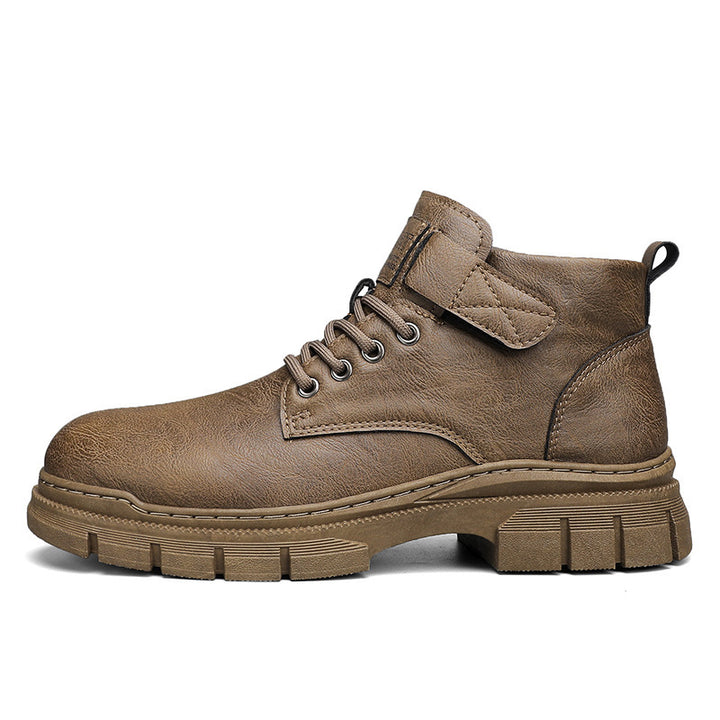 Herren Robuste Plateauschnür-Boots mit Klettlasche und profilierter Gummisohle Echoarchiv