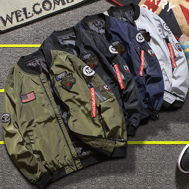 Herren nan stylische Bomberjacke mit Patch-Details und Ärmeltasche Echo Archiv